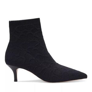 Coach Jade Knit Sock Pull On Pointed Toe Ankle Booties Black Monogram
